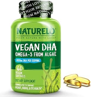 Vegan DHA - Omega 3 Oil from Algae - Supplement for Brain, Heart, Joint, Eye Health - Provides Essential Fatty Acids for Women, Men and Kids - Complements Prenatal Vitamins - 60 Softgels