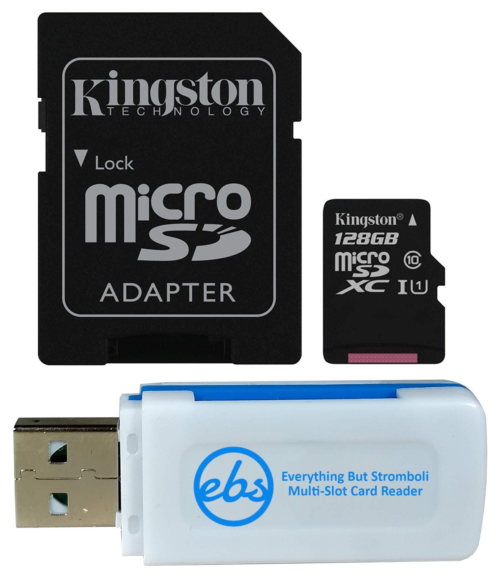 Kingston256GB SDXC Micro Canvas Select Memory Card and Adapter Bundle Works with Samsung Galaxy A10, A20, A70 Cell Phone (SDCS/256GB) Plus 1 Everything But Stromboli (TM) MicroSD and SD Card Reader