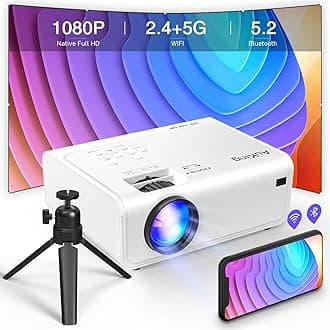 AuKing Projector, 2025 Upgraded 6D/4P-Keystone Projector, Full HD 1080P Home Theater Video Projector, Compatible with HDMI/USB/AV/Smartphone/TV Box/Laptop