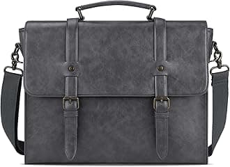 Leather Messenger Bag for Men Vintage 15.6 Inch Waterproof Leather Laptop Briefcase Large Satchel Shoulder Bag