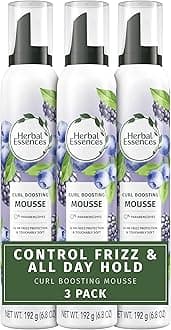 Curl Boosting Mousse, Frizz Control for Curly & Wavy Hair, Long-Lasting Hold with Berry Scent, Paraben & Dye-Free, Cruelty-Free, 6.8 Fl Oz Each, 3 Pack