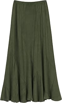 Urban CoCo Women's Vintage Elastic Waist A-Line Long Midi Skirt
