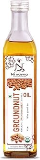 Niyama® Organic Groundnut Cold Pressed Oil | Ideal for Cooking, Frying, Roasting Purpose | Glass Bottle (1 Ltr.)