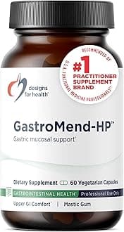 Designs for Health GastroMend HP - Mastic Gum, Zinc, L-Carnosine, Deglycyrrhizinated Licorice Gut Health Supplements - May Support Gastric Health, Occasional Bloating or Upset Stomach (60 Capsules)