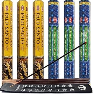 TRUMIRI Palo Santo Frankincense & Myrrh Incense Sticks & Holder Bundle Variety Pack from Hem Insense Insence