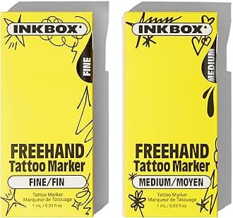 inkbox Freehand Tattoo Marker - Medium, Draw on Skin, Long-Lasting 1-2 Weeks, Temporary Tattoo Pen, For All Artists, Water Resistant For Now Ink - Fades Naturally, 1-Pack - Medium-Tip Marker