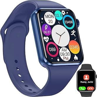 Smart Watch for Android iOS Phones Compatible iPhone Samsung, 2.09'' Fitness Activity Tracker Watch with Bluetooth Call/SMS/Sleep Monitor/Pedometer Smartwatch for Men Women with 2 Bands (Blue)