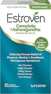 Estroven Complete + Ashwagandha Multi-Symptom Menopause Supplement for Women - 60 Ct. - Clinically Proven Ingredients Provide Menopause Relief & Night Sweats + Hot Flash Relief* - Drug-Free & Non-GMO