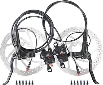 MT200 E-Bike Hydraulic Disc Brakes Set, New Upgrade 2-Pin 2-Piston Ebike Hydraulic Brakes Set with 160/180/203mm Rotors, Pre-Bled with Mineral Oil Ebike Hydraulic Brakes
