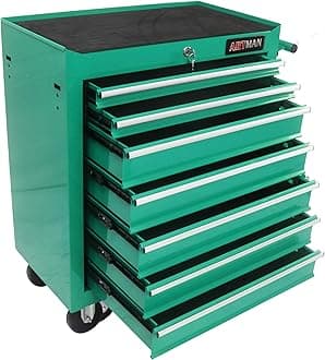 Rolling Tool Chest with 7-Drawer Tool Box with Wheels Multifunctional Tool Cart Mechanic Tool Storage Cabinet for Garage, Warehouse, Workshop, Repair Shop (Green)
