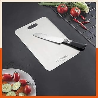 Chopping Board - Stainless Steel Cutting Board for Kitchen | Kneading, Vegetable Fruit Cutter |20cm x 30cm Large - 1.5mm Thick |Reversible Heavy Duty |Medium Stainless Steel