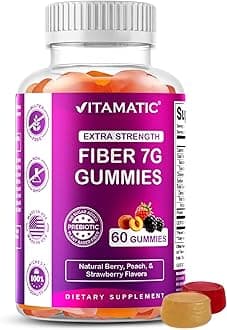Prebiotic Fiber Gummies for Adults – 7g Fiber per Serving – 60 Pectin-Based Gummies Extra Strength, Zero Sugar Added – Supports Digestive Health & Regularity – Non-GMO, Vegan, Gluten-Free
