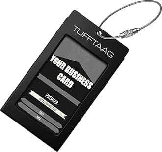 Luggage Tag Business Card Holder TUFFTAAG SINGLE Travel ID Bag Tag - Black