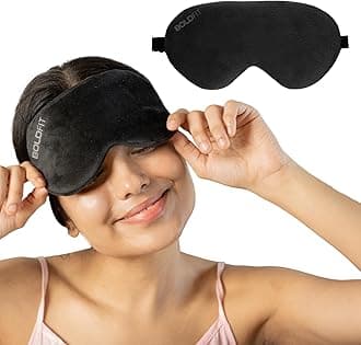 Eye Mask for Sleeping with Adjustable Strap Super Soft Sleeping Mask Blind Fold for Comfortable Sleep Travelling Sleep Mask Pad for Girls Sleeping Eye Mask Blind Folds for Sleeping - Black