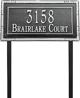 Address Sign Lawn Mounted - Custom House Number Plaque Sign with 2 Metal Stakes,House Address Numbers for Outside House,Yard,Garden,Grass,Ground,Drive Way,Lawn,4 Colors, 12''x 6''