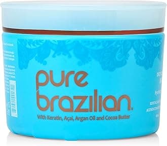 Pure Brazilian Deep Conditioning Masque - Deep Conditioner Hair Treatment with Brazilian Keratin, Acai, and Arginine - 16 Fl Oz