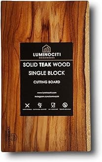 Single Solid Block Teak Wood Chopping/Cutting Board with 6 Months Warranty (Small-12"x7"x1")
