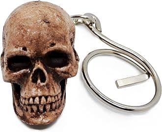 WitnyStore Tiny 2" Human Skull Keyring Sci-fi Action Movies Monster Head - Miniature Hand Made Keychain Key Tag For Men Carabiners Keys Organizer Decorative Collectible Décor Gifts Souvenirs