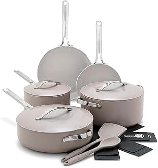 Nova 10-Piece Cookware Pots & Pans Set, Oprah’s Favorite Things 2024, PFAS-Free Ceramic Nonstick, Fry, Sauté, Stockpot, Utensils, Lids, Induction Suitable, Dishwasher & Oven Safe, Clay