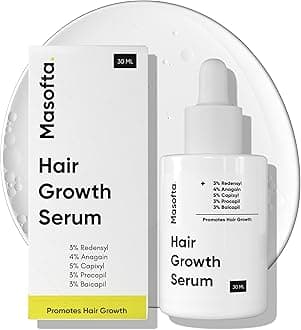Masofta Hair Growth Serum For Promoting Hair Growth & Controlling Hair Fall With 3% Redensyl, 5% Capixyl, 4% Anagain, 3% Procapil & 3% Baicapil, Rosemary & Biotin, For Both Men & Women, White 30 ml