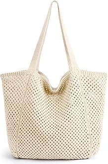 hatisan Crochet Bags for Women - Summer Beach Tote, Aesthetic Hippie Knit Bag