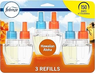 Plug In Air Freshener, Odor-Fighting Scented Oil Refill, Air Fresheners for Home and Bathroom and Kitchen, Long Lasting for Strong Odors, Hawaiian Aloha Scent, 0.87oz Refills, 3 Count