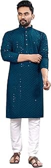 Men's Indian Ethnic Wear Straight Lucknowi Kurta