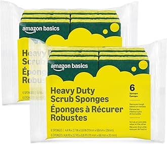 Amazon Basics Heavy Duty Sponges, Yellow/Green, 12-Pack (2 Packs of 6), Packaging May Vary