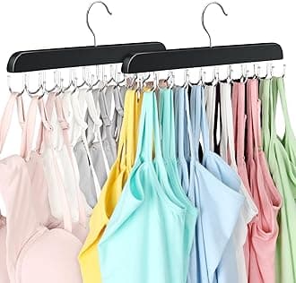 2 Pack Bra Hanger, Capacity Foldable Tank Top Hanger with 40 Hooks, Bra Hangers for Closet Organizer, Premium Wooden Space Saving Hangers Closet Organizers and Storage for Dorm & Apartment