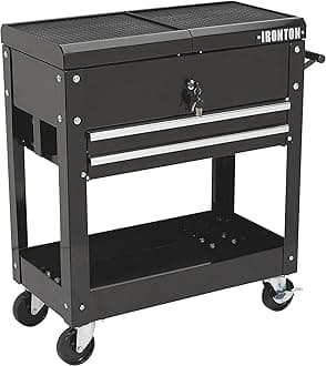 Ironton 28in. 2-Drawer Tool Cart - 30-1/2in.L x 14-1/2in.W x 33in.H, 350-Lb. Capacity