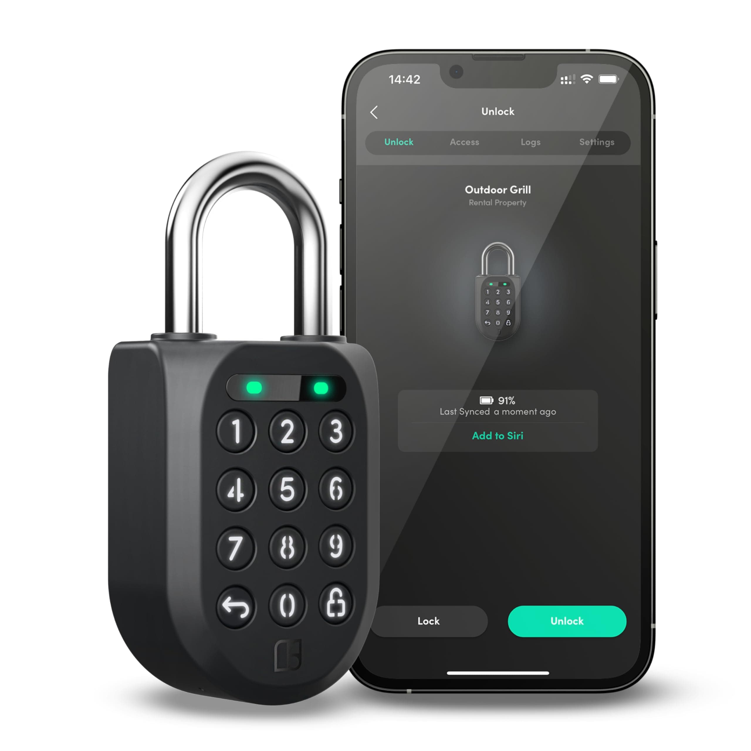Smart Padlock 2 (SP2), Generate Access from Anywhere, No WiFi Needed, Compatible with iPhone & Android – Weatherproof, Waterproof and Rechargeable Battery