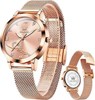 OLEVS Women Watch Fashion Rose Gold Diamond Analog Quartz Female Watch for Women Luxury Dress Ladies Stainless Steel Luminous Waterproof Date Wrist Watches