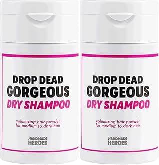 Handmade Heroes Non Aerosol Dry Shampoo Volume Powder 1.8oz, 100% Natural & Vegan For Dark Hair & Brunette Hair (2 pc set)