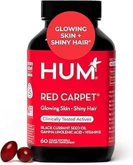 Red Carpet - Skin & Hair Supplement - Black Currant Seed Oil for Glowing Skin & Strong Thicker Hair with Vitamin E & Omegas 3/6 - Hair Growth Vitamins for Women (60 Vegan Softgels)