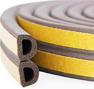 YGM Acoustic Foams® Door Seal & Window Seal Strip | Soundproof Door & Window Gap Sealer | D-Type EPDM Weather Stripping Tape, Self Adhesive | Noise, Dust & Air Blocker – 18 Feet (Brown)