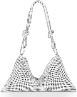 OSDUE Rhinestone Crossbody Bag, Women Silver Clutch Bag, Sparkly Rhinestone Purses, Evening Handbag Purse, One Size Cocktail Wedding Engagement Bag Purse For Party Bridal Night Bag