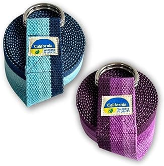 California Yoga Strap | Yoga Belt with Safe Adjustable D-Ring Buckle for Pilates | Stretching Strap | Exercise Bands | Physical Therapy | Improves Sitting Posture