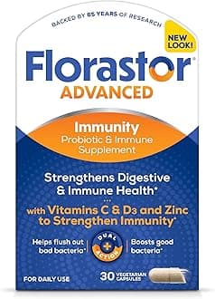 Florastor Select Immunity Boost Daily Probiotic & Immune Support Supplement for Women and Men, Saccharomyces Boulardii CNCM I-745 Plus Zinc, Vitamin C & D3 (30 Capsules)