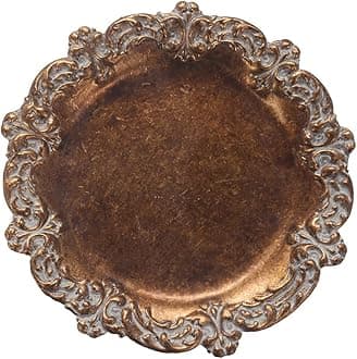 S-MANTIS Vintage Tray Small Antique Trinket Dish, Round, Ring Holder with Twisted Flower Surrounding, Cosmetics Makeup Storage Organizer, Gift, Aesthetic Room Decor (Bronze-Flower)