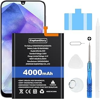 Battery for Samsung Galaxy A50, 4000 mAh New 0 Cycle Model SM-A505U SM-A505U1 SM-A505F with Professional Replacement Repair Kits