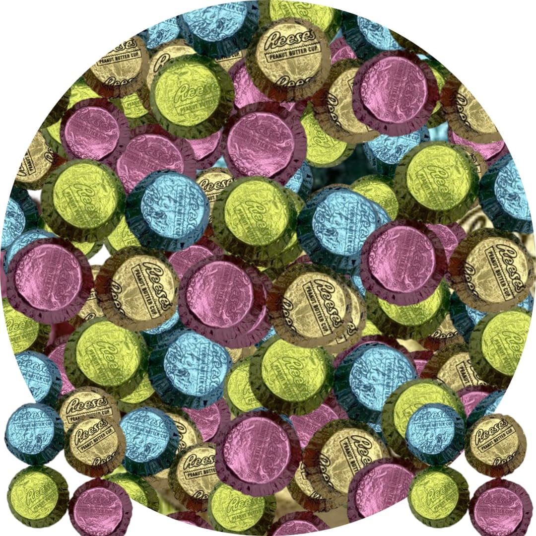 CandyKrave Reses Spring Foil Cups Easter Chocolate Candy, 2lb - 100 Peices Bulk Peanut Butter Foil Cups Easter Candy - Deliciouse Candies For Birthday parties & all Ocassions