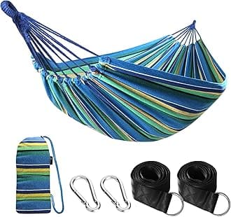 Anyoo Cotton Hammock Comfortable Fabric with Tree-friendly Straps, Durable Portable Hammock with Travel Bag,Perfect for Garden Camping Outdoor/Indoor Patio Balcony Backyard