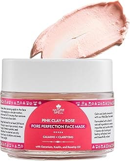 Nature Spell Pink Clay & Rose Pore Perfection Face Mask, Clarifies & Tightens Pores whilst Hydrating Tired Skin, Suitable for Vegans, 100ml