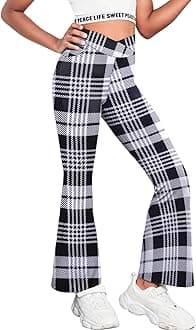 Zaclotre Girls Flare Leggings High Waisted V Crossover Casual Yoga Bell Bottoms with Pockets Pants for Kid