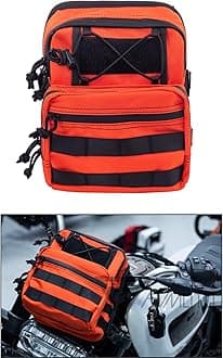 FVMOTOMotorcycle Universal Club Style Utility Molle Traveller Bar Handlebar T-Bar Bag Handle Bags, Fit For Harley Dyna Street Bob FXBB Softail Sportster, Tool Pouch Trunk Storage Bag, Ba-ja Orange