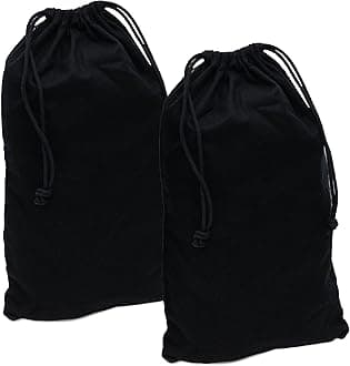 ZENPAC Cloth Bags, Black Duster Flannel Boot Storage with Drawstring Closure, Washable Breathable Cotton Fabric for Shoe, Luggage, 12.5x20.5, 2 Pack