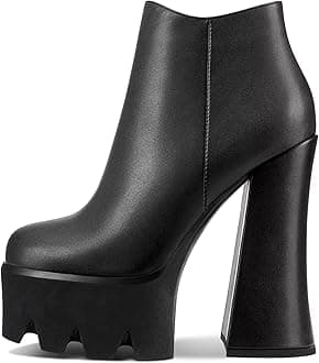Castamere Women Chunky Block High Platform Heel Round Toe Ankle Boots Short Bootie Slip-on Zipper Dress Party Boots