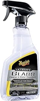 Meguiar's Ultimate Car Glass Cleaner & Water Repellent (473 ML), forms strong water repellent layer, pleasant fragrance, High Rain visibility, excellent water beading, long lasting glass protection