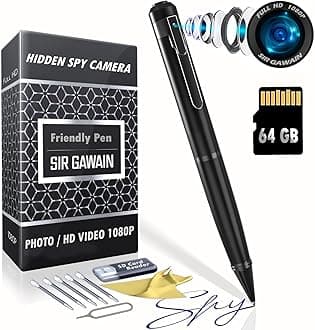 LEKATO Hidden Spy Camera Pen 1080p | Nanny Camera Spy Pen Full HD Loop Recording or Picture Taking | Wireless Hidden Security Cam with Wide Angle Lens, Discrete Rechargeable (C-110)