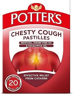 Potter's Chesty Cough Pastilles, Non-Drowsy, 20 Pastilles - Relieve the Symptoms of Catarrh, Coughs and Colds